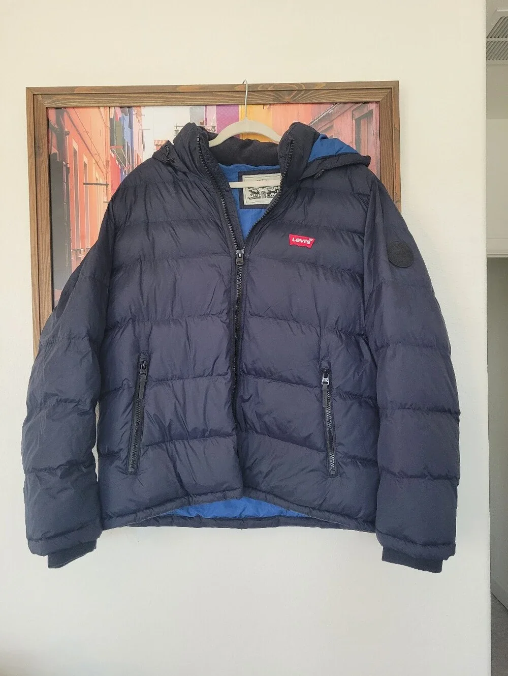 Levi's Navy Quilted Puffer Jacket with Badge
